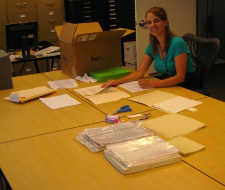 Kathryn processing the Mary Riley Smith Collection at the Archives of American Gardens